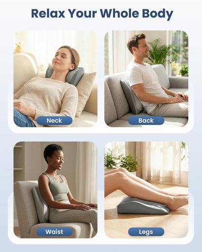 COMFIER Lumbar Support Cushion with Kneading Massage, Heat & Vibration, Ergonomic Back Support Pillow for Office Chair, Seat & Sofa Adjustable Comfort, Gray