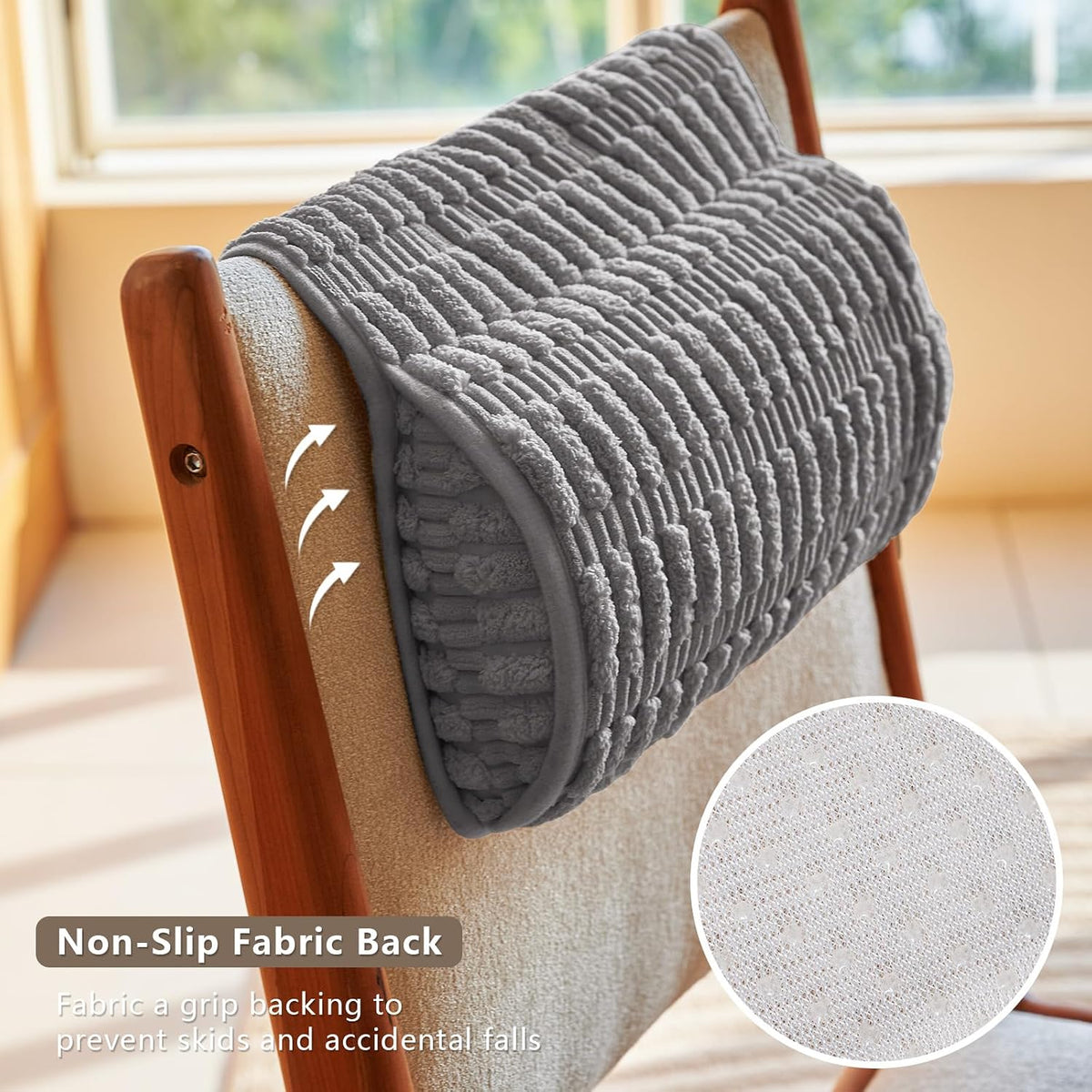 Headrest and Support Pillow,Recliner Pillow for Neck, Head, or Foot for Office or Massage Chairs, Neck Pain Relief and Cervical Support. Nonslip, Zipped Cover.(Cream, 5.5" Wx13 Lx3 H)