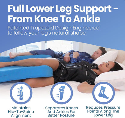 Restful Sleep – Patented Trapezoid Leg Support Cushion for Side Sleepers, Pregnancy, Post-Surgery, Joint Pain Relief – Orthopedic Alignment for Knees, Ankles, Hips & Back