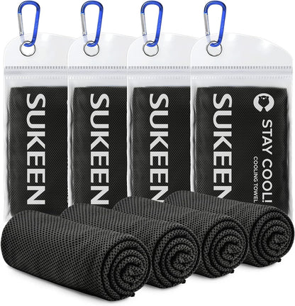 Sukeen 4 Pack Cooling Towels (40"x12") for Neck and Face Instant Cooling | Stay Cool in Hot Weather,Versatility,Soft,Breathable,Durability for Sports,Outdoor activities,Summer works in heat