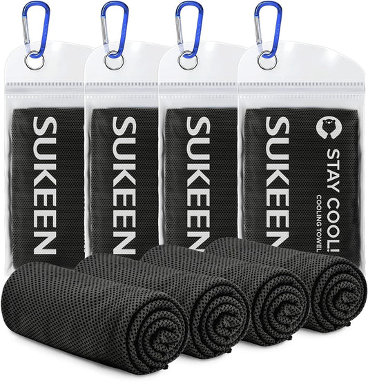 Sukeen 4 Pack Cooling Towels (40"x12") for Neck and Face Instant Cooling | Stay Cool in Hot Weather,Versatility,Soft,Breathable,Durability for Sports,Outdoor activities,Summer works in heat