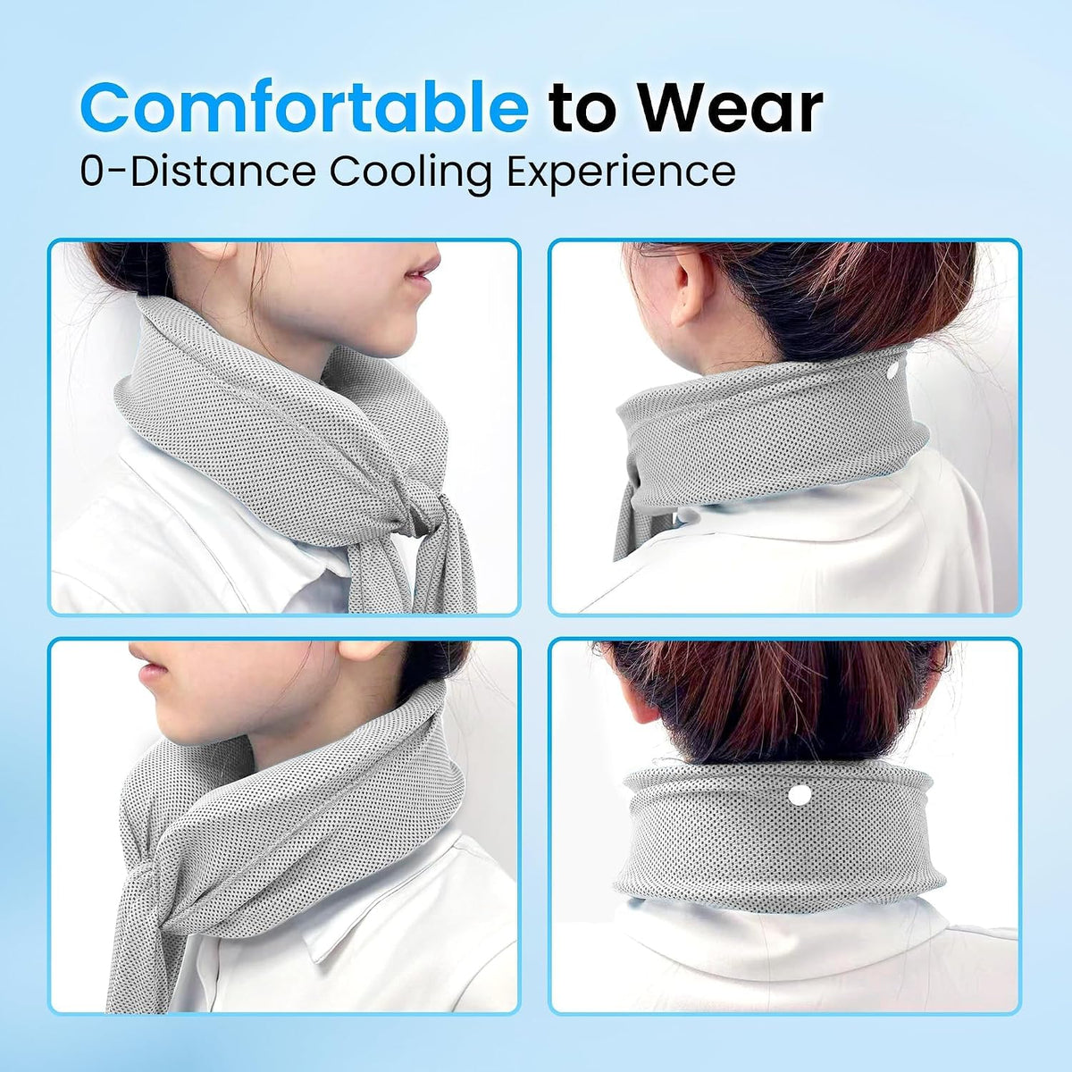 Neck Cooler for Hot Weather, Reusable Wearable Ice Water Neck Wrap with Wide Mouth for Ice Cubes, U-Shaped Cooling Neck Pack for Summer Heat, Outdoor Work, Sports, Travel & Hot Flashes, Blue