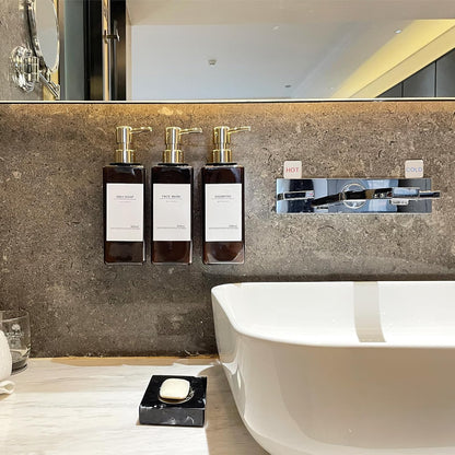 Shampoo Dispenser for Shower Wall, Shampoo and Conditioner Dispenser with 16 Waterproof Labels, No Drill Shower Soap Dispenser Bathroom, Shower Soap Dispenser Wall Mounted 3 Chamber, 17oz,Black | Shampoo Dispenser for Shower Wall, Shower Soap Dispenser