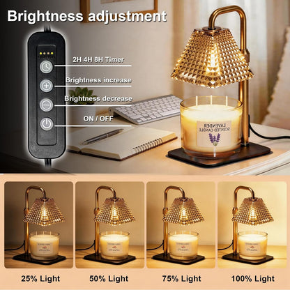 Candle Warmer Lamp with Timer Dimmer Adjustable Height,Electric Dimmable Wax Warmer for Scented Jar Candles,Mom Birthday Gifts for Women,House Warming Gifts New Home Bedroom Decor,Black