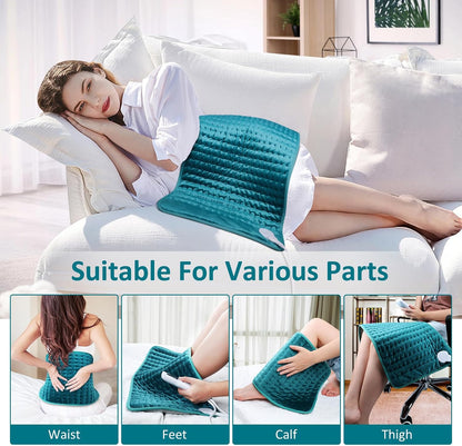 Heating pad for Back/Shoulder/Neck/Abdomen, Heating Pads for Period Cramps with 6 Fast Heating Settings, Auto-Off, Machine Wash, Birthday Gifts for Women Mom Men Dad, Extra Large 12"x24", Blue