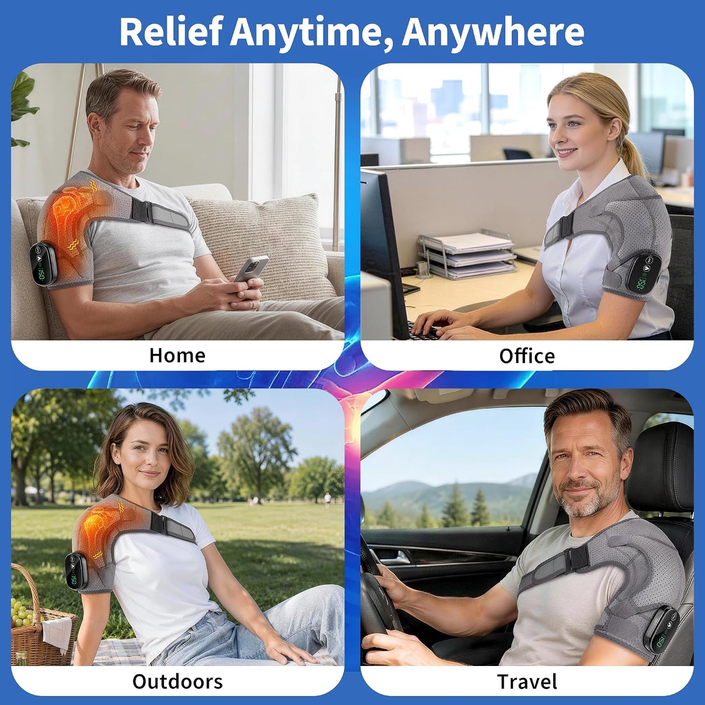 Shoulder Heating Pad Cordless, FSA Eligible Items List Shoulder Massager for Pain Relief Deep Tissue, Heated Shoulder Brace Wrap HSA Approved Products Only