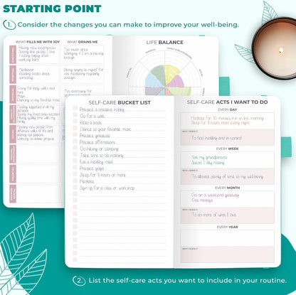 Clever Fox Self-Care Journal for Women, Daily Planner 5.8x8.3 Aquamarine | 3-month mental health journal, habit tracker, wellness journaling supplies for women & teen girls, gratitude & mood log