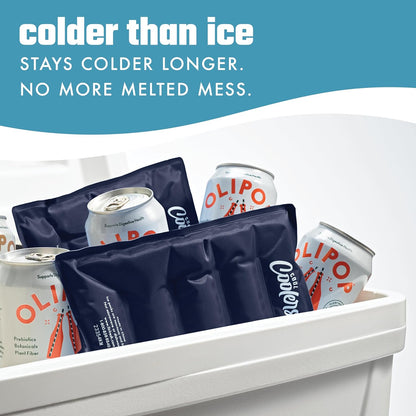 Cool Coolers by Fit & Fresh 2 Pack XL Soft Ice Packs for Cooler, Flexible Stretch Nylon, Lunch Box Ice Packs, Large Reusable Freezer Packs, Cornflower Blue
