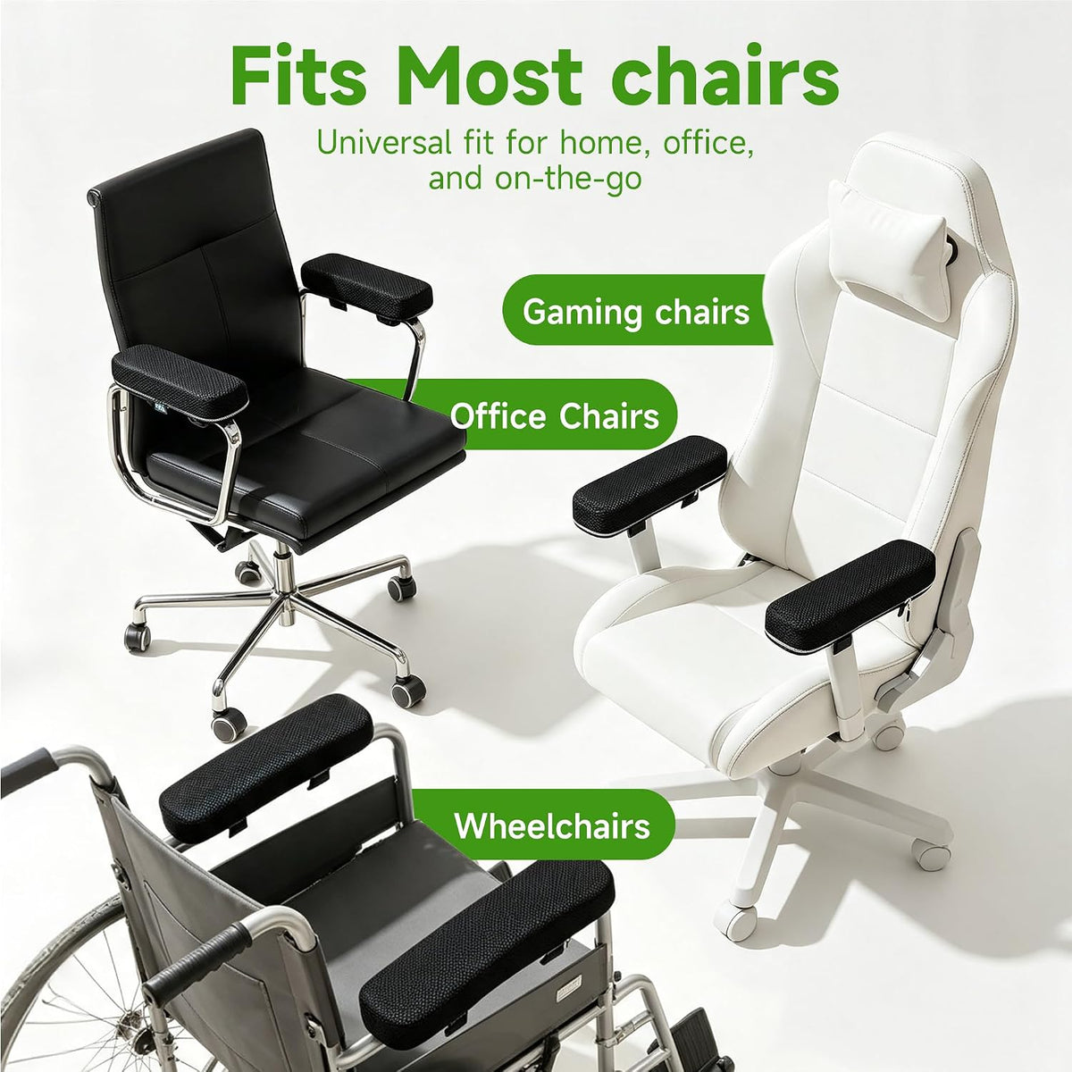LargeLeaf Chair Armrest Cooling Gel Cushions Elbow Pillow Pressure Relief Office Chair Gaming Chair armrest with Memory Foam armrest Pads 2-Piece Set of Chair