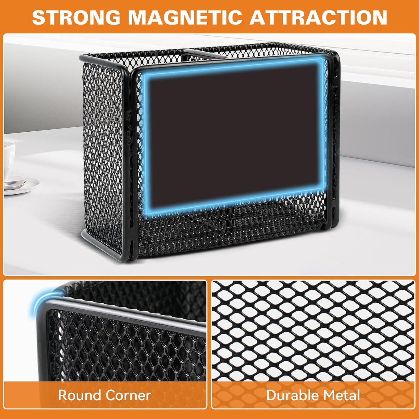 LEOSTEP Magnetic Pen Holder,Metal Magnetic Dry Erase Marker Holder,Magnetic Pen Holder for Refrigerator Whiteboard, Locker Accessories for Classroom School Office Home