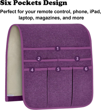 Teniux Remote Control Holder GRS Certified Armchair Caddy for Recliner Couch, Recycled Material Non-Slip Armrest Organizer with 5 Pockets for Magazine, Tablet, Phone, iPad (Dark Grey)