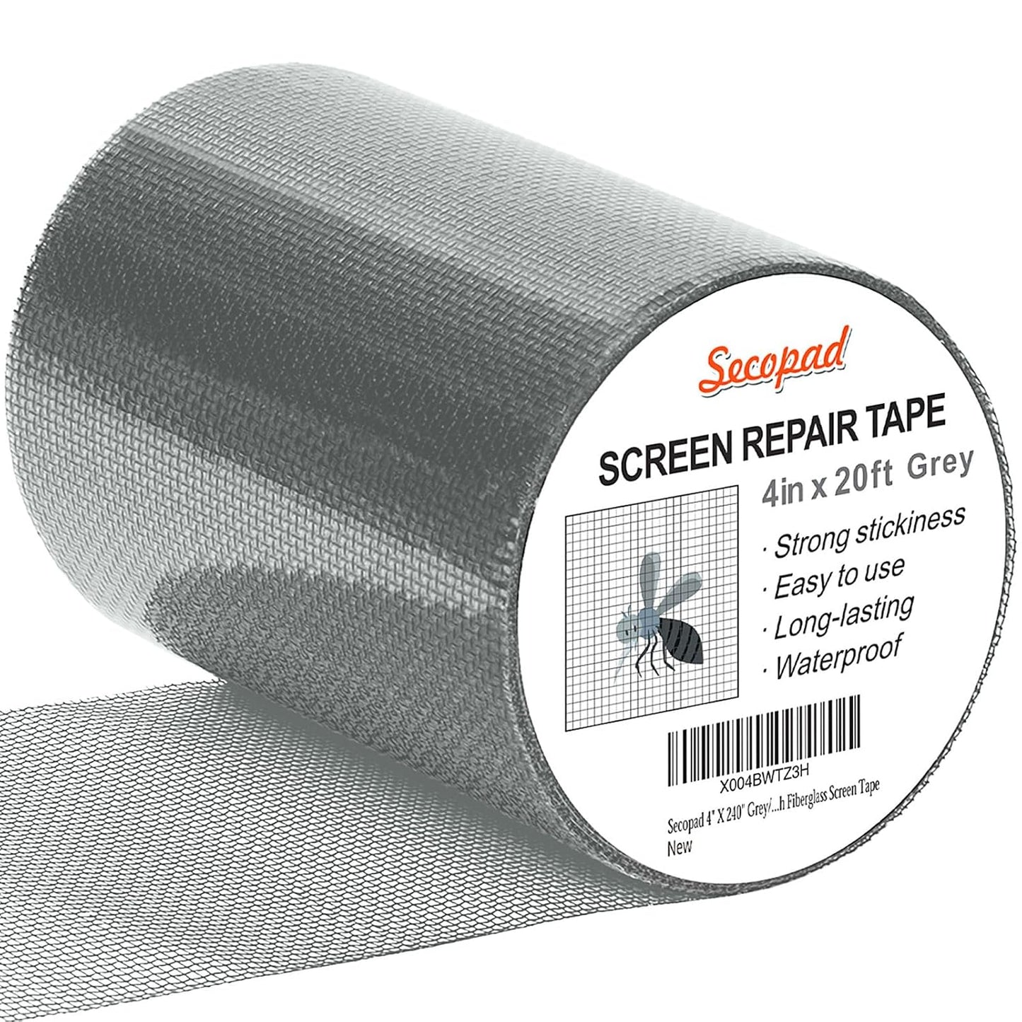 Secopad 2" x 420" (35FT) Screen Repair Tape, Screen Repair Kit, Black | Window Screen Patch, Quick Repair, Strong Adhesive, Easy to Use, For Mesh Window & Door, Cuttable Fiberglass, No Tools Needed