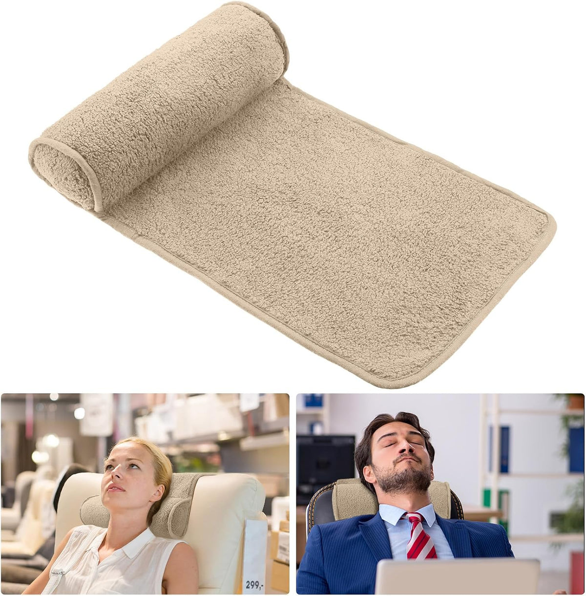 Weysat Head Neck Pillow for Recliner Chair Head Rest Roll, Gray
