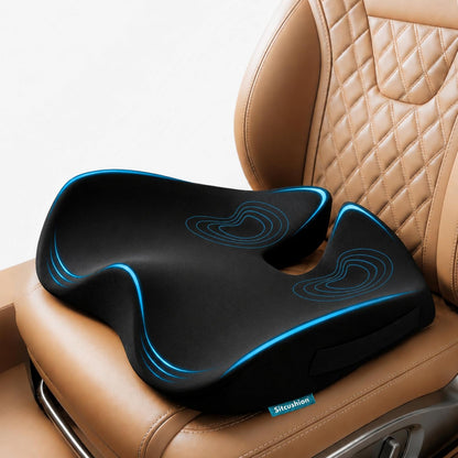 Car Seat Cushion for Driving, Sciatica Pain Relief Car Pillow and Seat Pad | Extra Large Driver Seat Cushion Offers Broad Car-Seat Coverage to Ease Hip and Tailbone Pressure During Long Drives (Black)