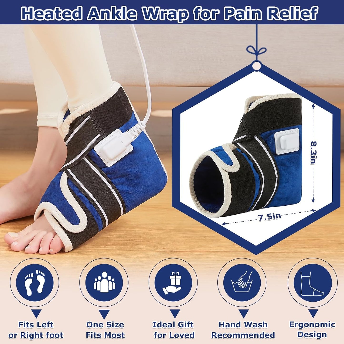 CAMECO 2-in-1 Cordless Foot Heating Pad & Massagers for Feet Neuropathy Pain Relief, 5000mAh 104℉-140℉ Heated Foot Warmers for Women Men, Rechargeable Vibration Heating Booties for Ankle Under Desk