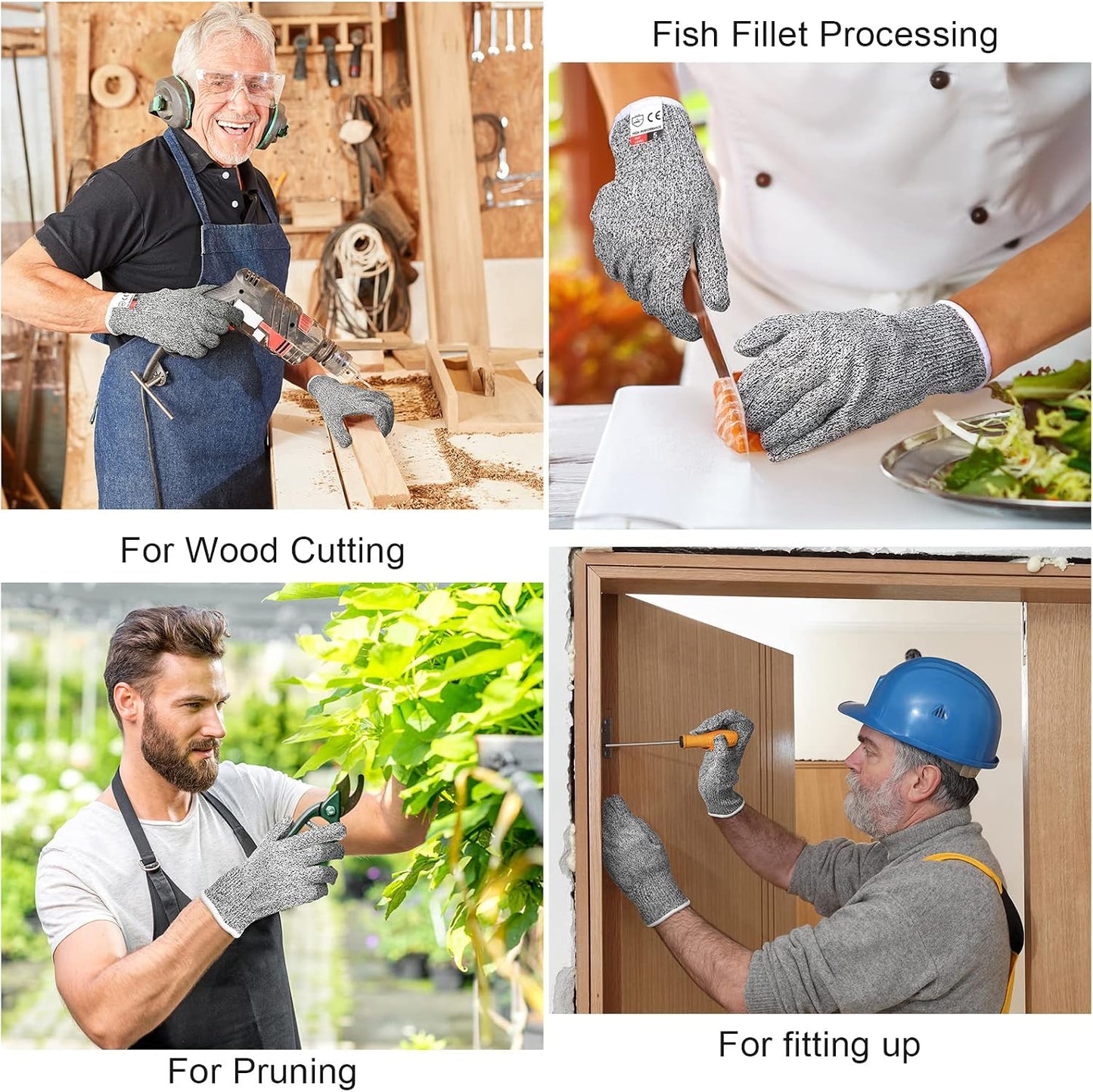 Chuarry 10 Pairs Cut Resistant Gloves Cutting Proof Gloves Level 5 Protection Kitchen Cuts Glove for Shucking Fish