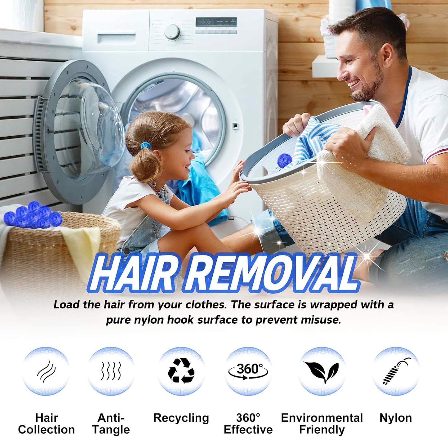 Pet Hair Remover for Laundry, Reusable Dog & Cat Hair Remover Tool, Effectively Removes Pet Hair, Lint and Dander from Bedding and Clothing, Suitable for Washing Machines, Dryers -12PCS