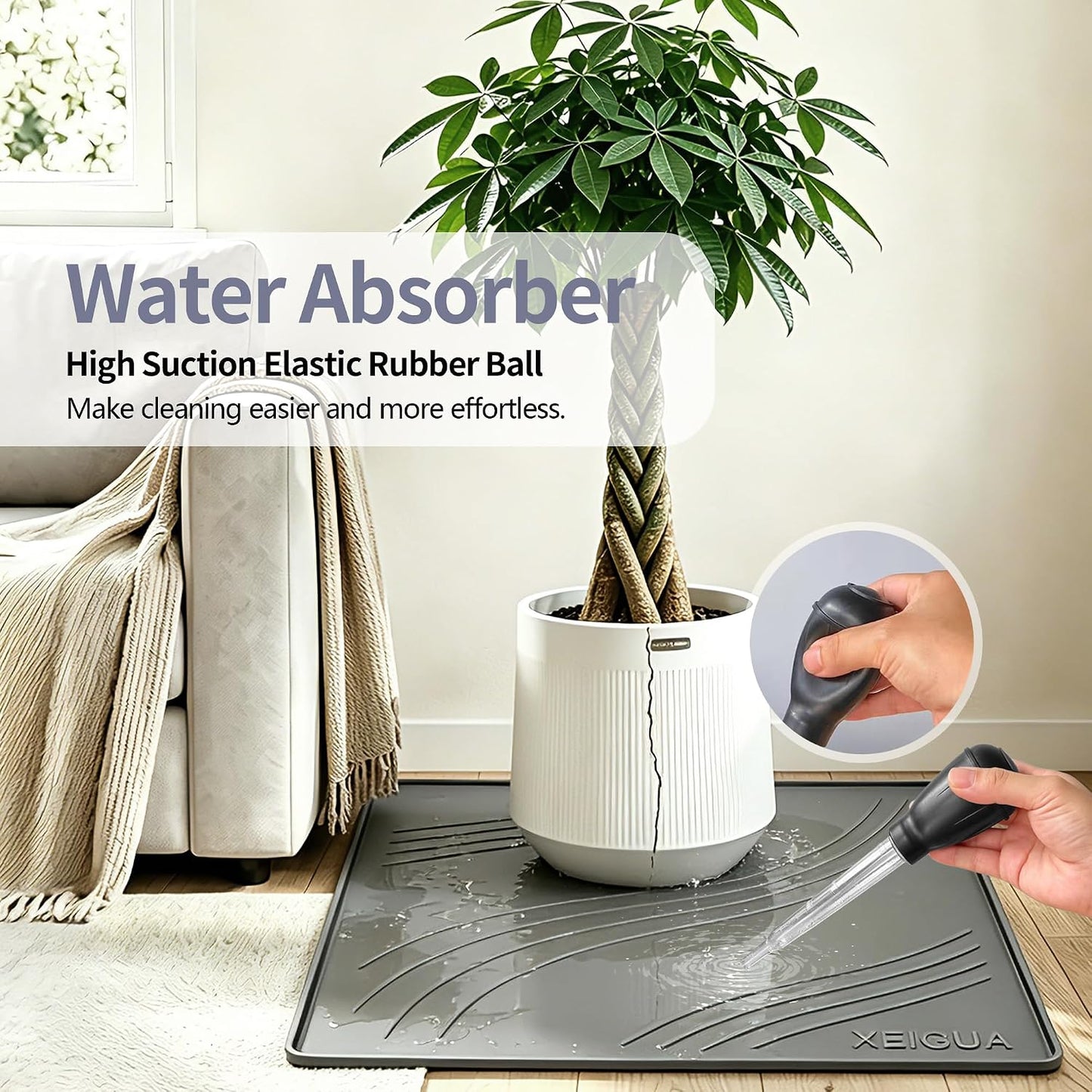 Washing Machine Pan, Drain Pan, Large 33×30/4 LBS Silicone Drain Pan, Waterproof Non-Slip Drip Tray with Raised Edge, Anti-Vibration Floor Leak Protector for Washer, Dryer and Laundry Room
