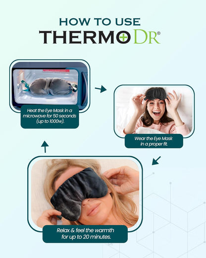 Heated Eye Mask for Dry Eyes, Stye, Blepharitis & Puffiness Relief – Microwavable Warm Compress with Soft Fleece – ThermoDR Reusable Mask for Fatigue, Strain, Sinus & Irritation – Grey