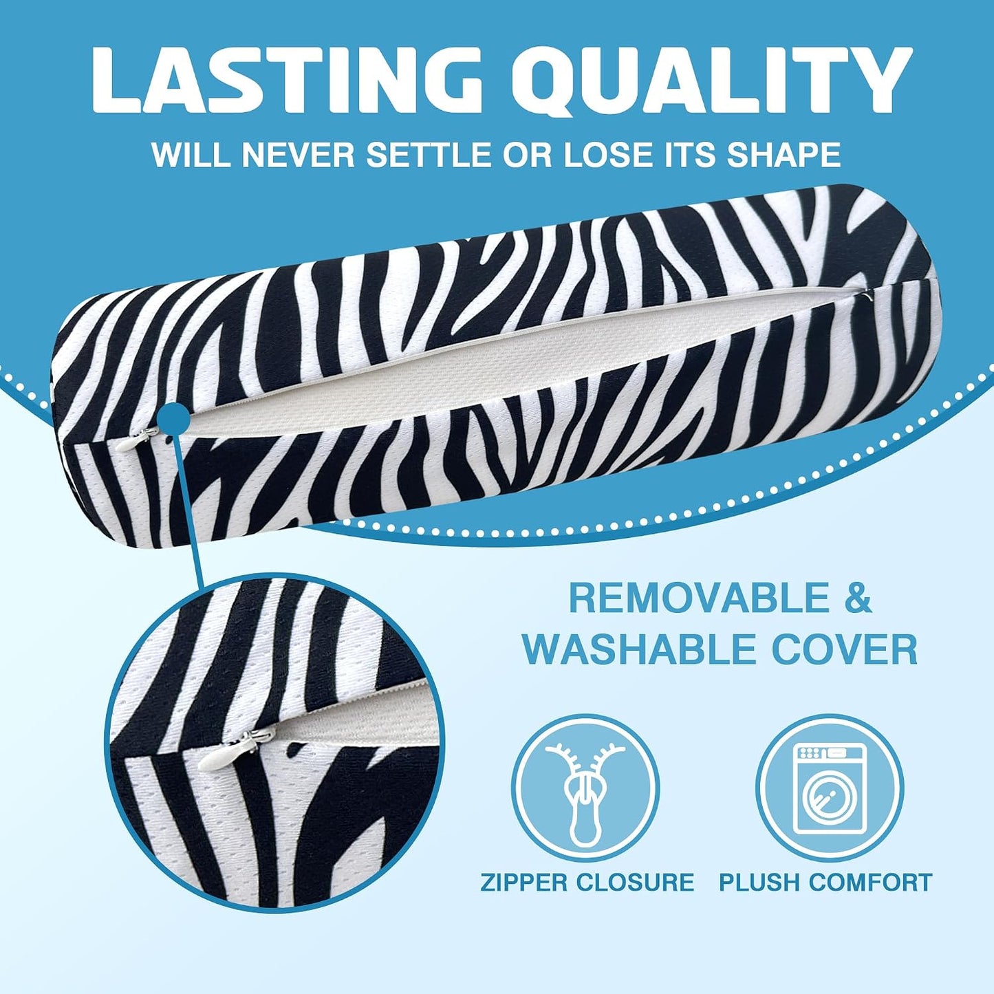 Neck Roll Pillow for Sleeping,Ergonomic Cylinder Tube Pillows for Cervical Spine and Neck Support,Versatile Roll Pillow for Bed,Office,and Travel,Memory Foam Bolster with Washable Cover