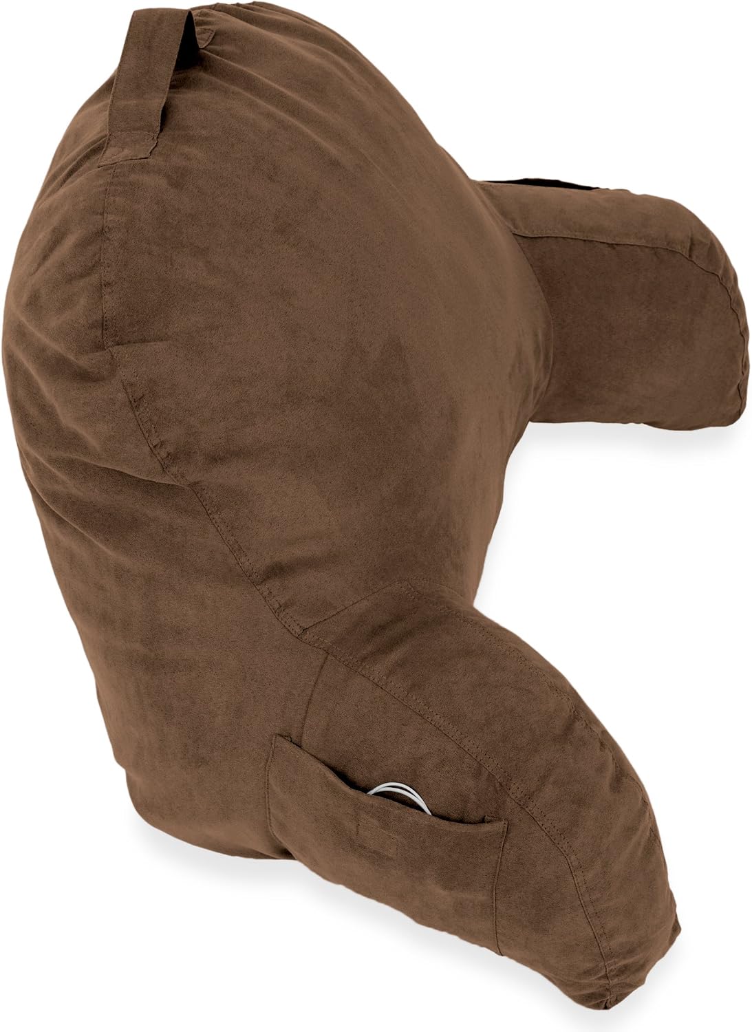 Deluxe Comfort Microsuede Bed Rest - Reading and Bedrest Lounger - Sitting Supprt Pillow - Soft But Firmly Stuffed Fiberfill - Backrest Pillow With Arms, Light Purple