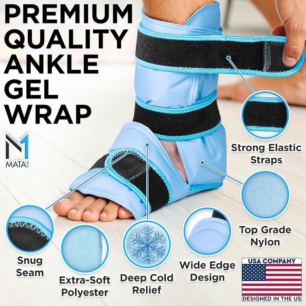 Ankle Ice Pack Wrap for Foot Pain Relief and Feet Injuries - by Mata1