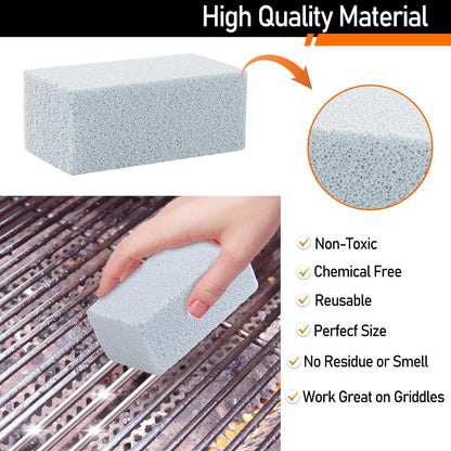 Heavy Duty Griddle Cleaning Brick with Handle | Grill Cleaner for Cleaning Flat top, Pumice Griddle Cleaning Stone Removing Stains for BBQ, Swimming Pool, Sink(5 Pack)