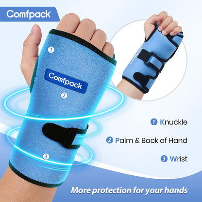 Wrist Ice Pack Wrap for Carpal Tunnel Relief with 2 Gel Ice Packs | Reusable Wrist Brace Compression Sleeve for Injuries, Tendinitis, Swelling, Surgery Recovery, Detachable Gel Inserts, Gifts