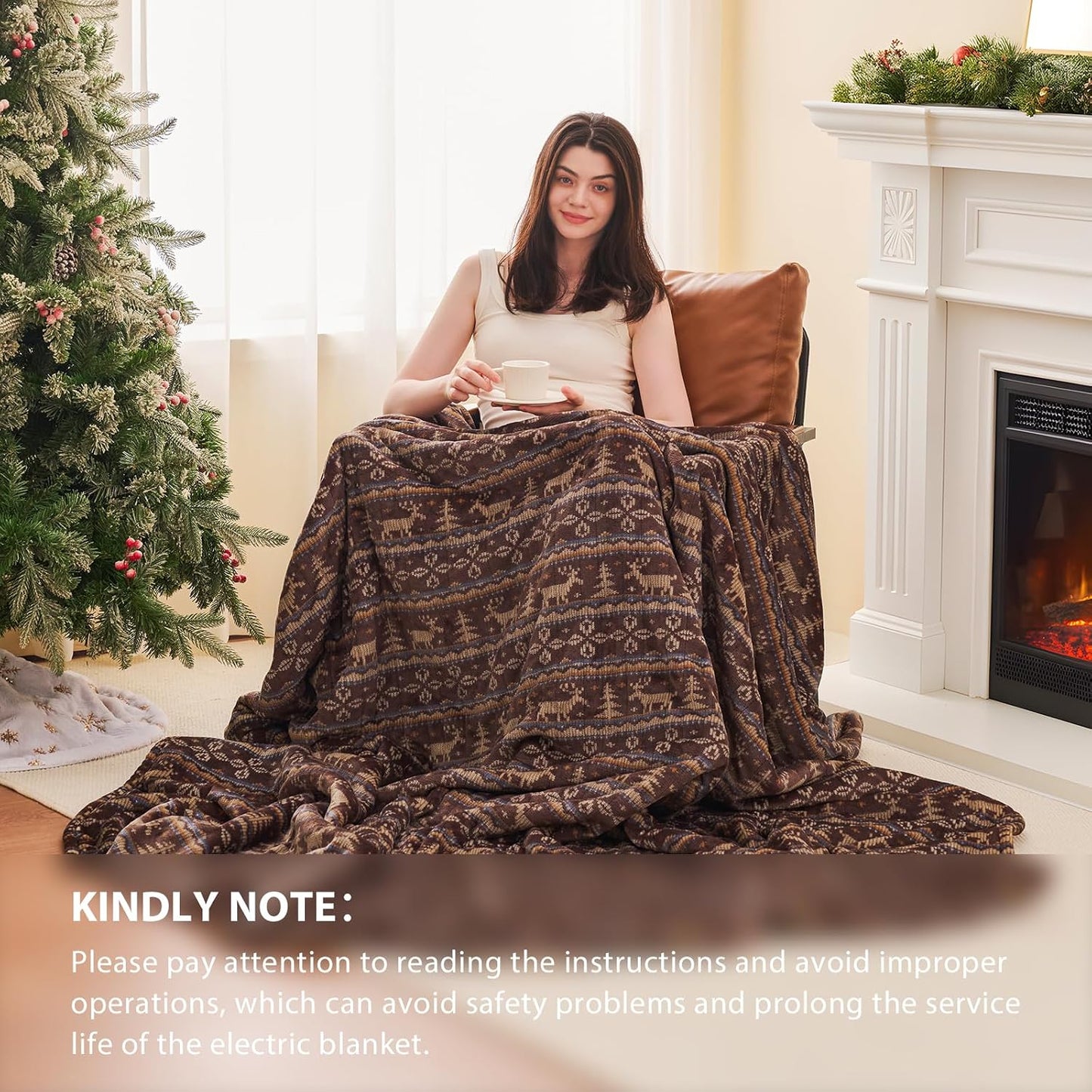 Homemate Heated Blanket Electric Throw - 50“x60“ Heating Blanket with 10 Fast Heat Levels 8 Hours Auto Off Soft Cozy Flannel Over-Heated Protection ETL Certification Keep Warming in Home | Throw with 10 Fast Heat Levels 8 Hours Auto Off Over-Heated