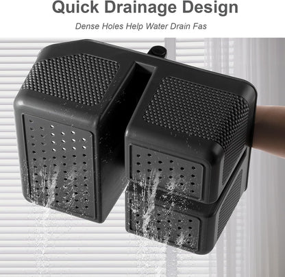 Plastic Shower Caddy Portable Shower Basket with Bamboo Handle, White | Cleaning Caddy Organizer Storage Tote for Bathroom, College Dorm Essentials, Bath Toy Storage