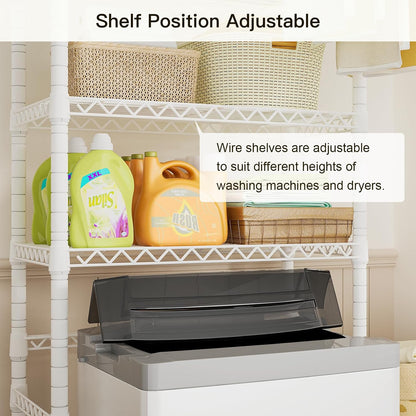 U11 Over Washer and Dryer Shelves, 3 Tiers Laundry Room Storage and Organizer Standing Shelf, Metal Freestanding Clothes Drying Rack, 33.9" W x 19.7" D x 77.6" H, Black