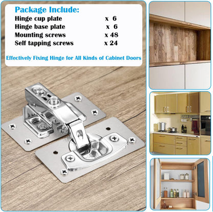 12-Pack Stainless Steel Cabinet Hinge Repair Kit - Door Hinge Repair Plate With Mounting Screws