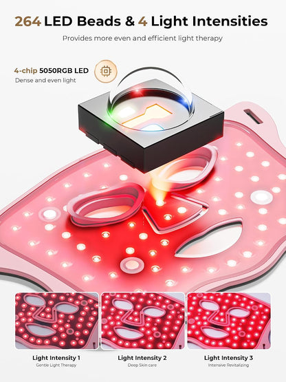 Red Light Therapy Mask with Cooling Gel Pack, 7-Color NIR 850nm LED Face Mask, LED Light Therapy Mask (E106A) with Rechargeable Remote - 180 Mins Use, Red Light Mask Home Travel Gift, Black