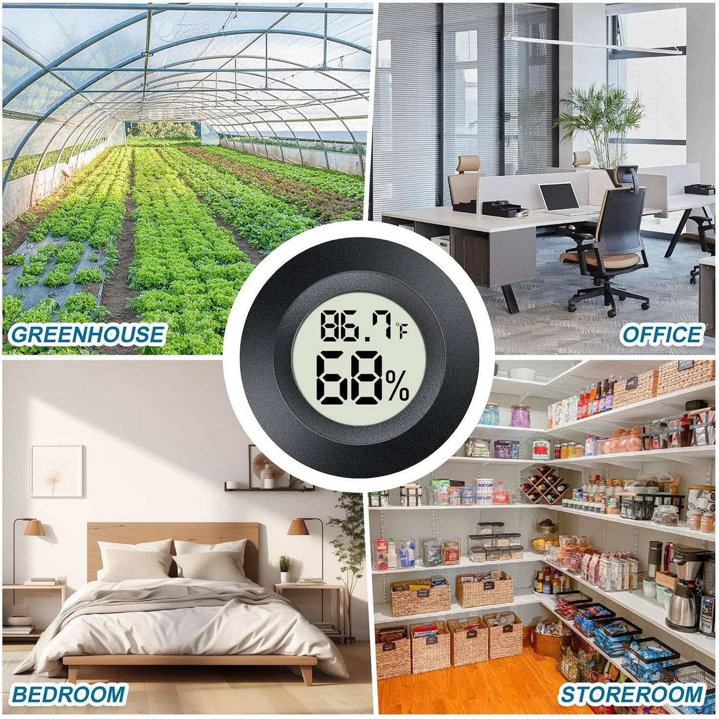 2 Pack Mini Digital Hygrometer Gauge Indoor Thermometer, LCD Monitor Temperature Outdoor Humidity Meter for Greenhouse Jars Incubators Guitar Case, Fahrenheit (℉) or Celsius(℃)