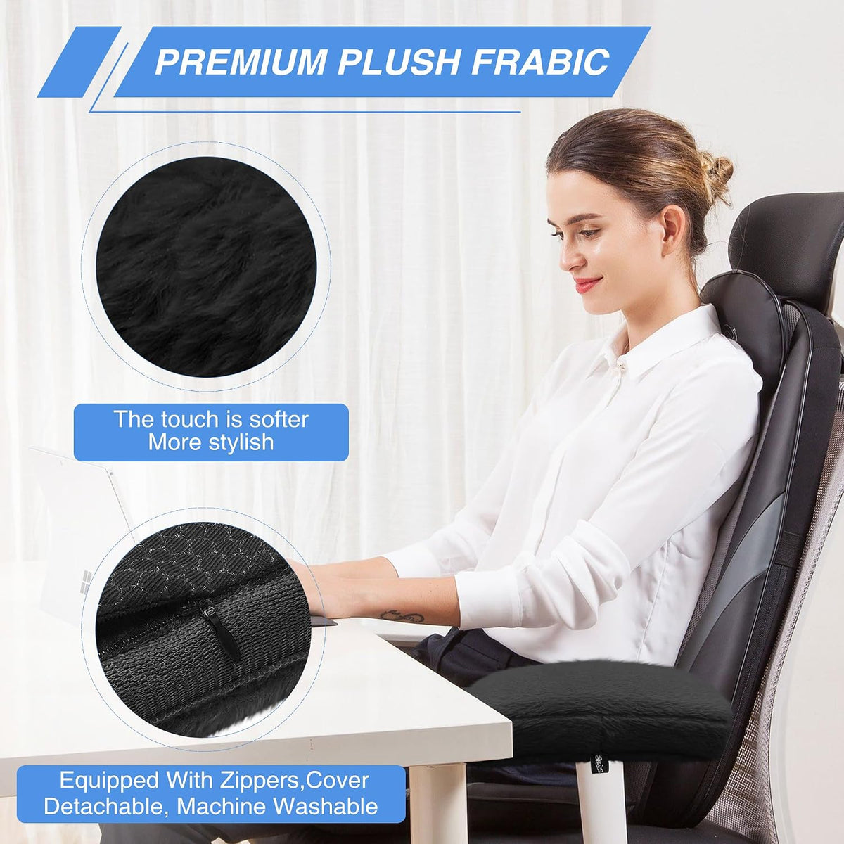 SPRING SEAON Desk & Office Chair Arm Pads Covers Fuzzy Memory Foam Pads
