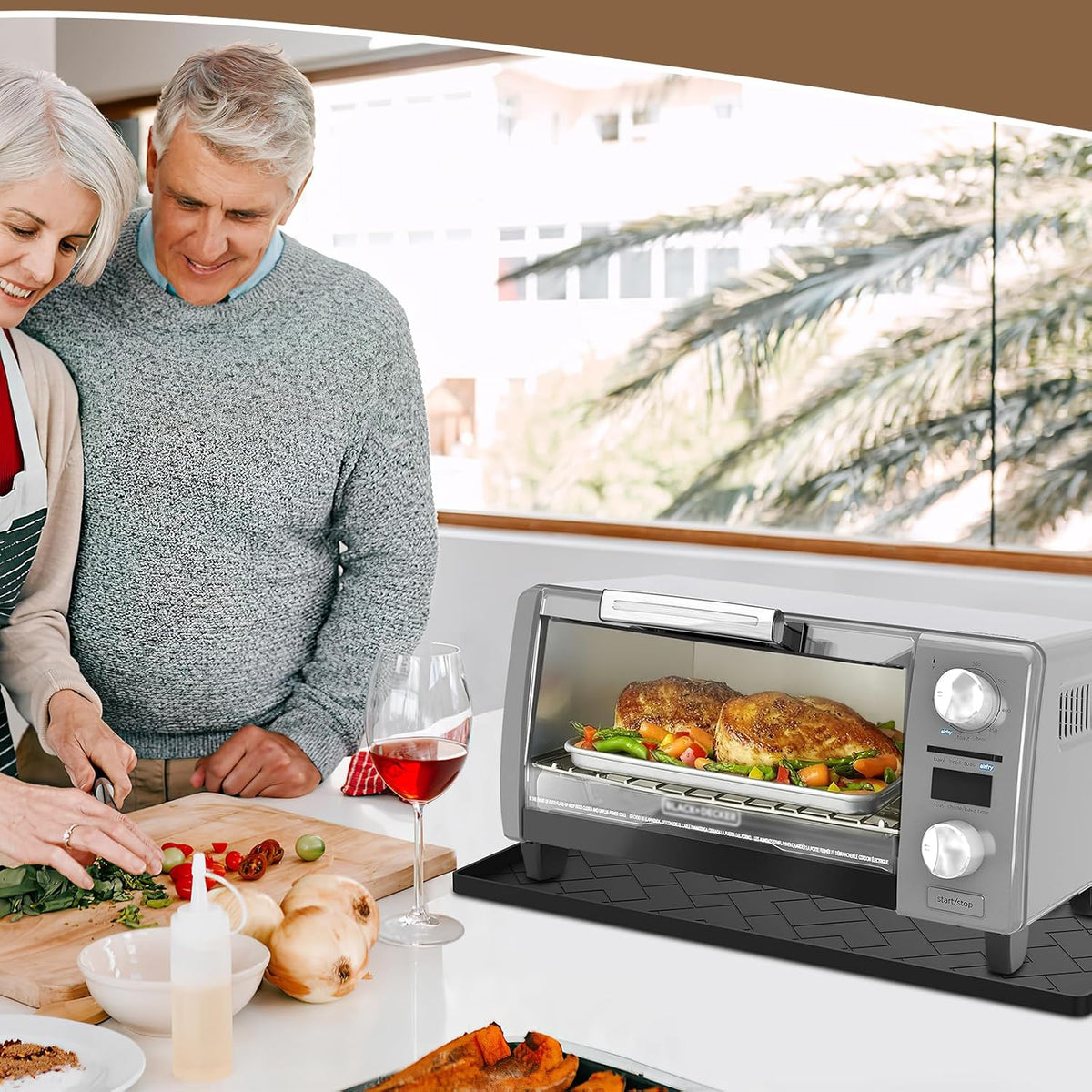 Silicone Heat Resistant Mat For Air Fryer-18''x15''x0.5''Perfect for Ninja,Cosori,Chefman and Most Air Fryers Bottom Silicone air fryer accessories-Protects Countertops From Damage and Scratches
