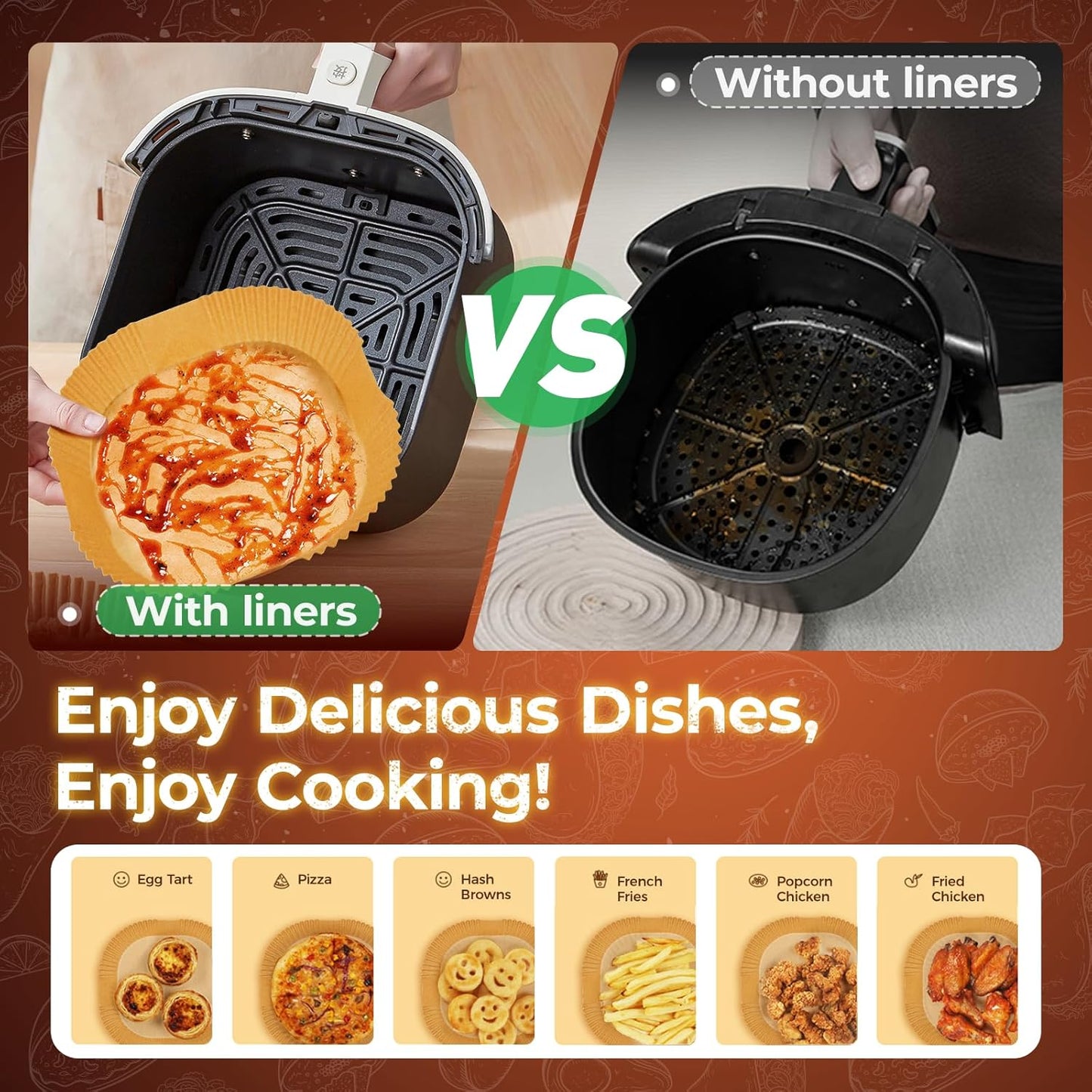 Air Fryer Liners Disposable, 100Pcs 8" Square Air Fryer Paper for 5-8 QT | Waterproof and Oilproof for Easy Cleanup, Unbleached Non-Stick Parchment Paper for 5-8 QT Air Fryer, Baking, Microwave, Oven