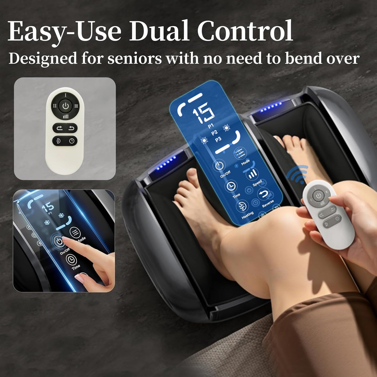 Shiatsu Foot and Calf Massager with Heat Compression, Feet Kneading Massage Machine Delivers Relief for Tired Muscles & Plantar,Pain Relief,Deep Kneading Therapy-Ideal Gifts for Women Men Dad
