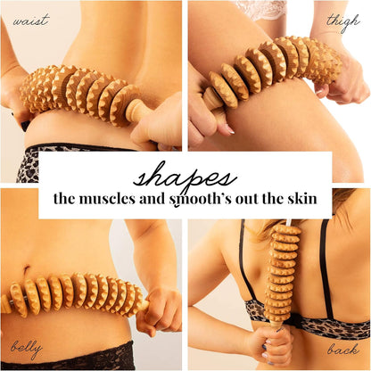 Tuuli Accessories - Flexi Wooden Massage Roller, Multi-Functional Body Roller for Cellulite, Muscle Tension and Skin Health Support, Natural Massager for Women and Men