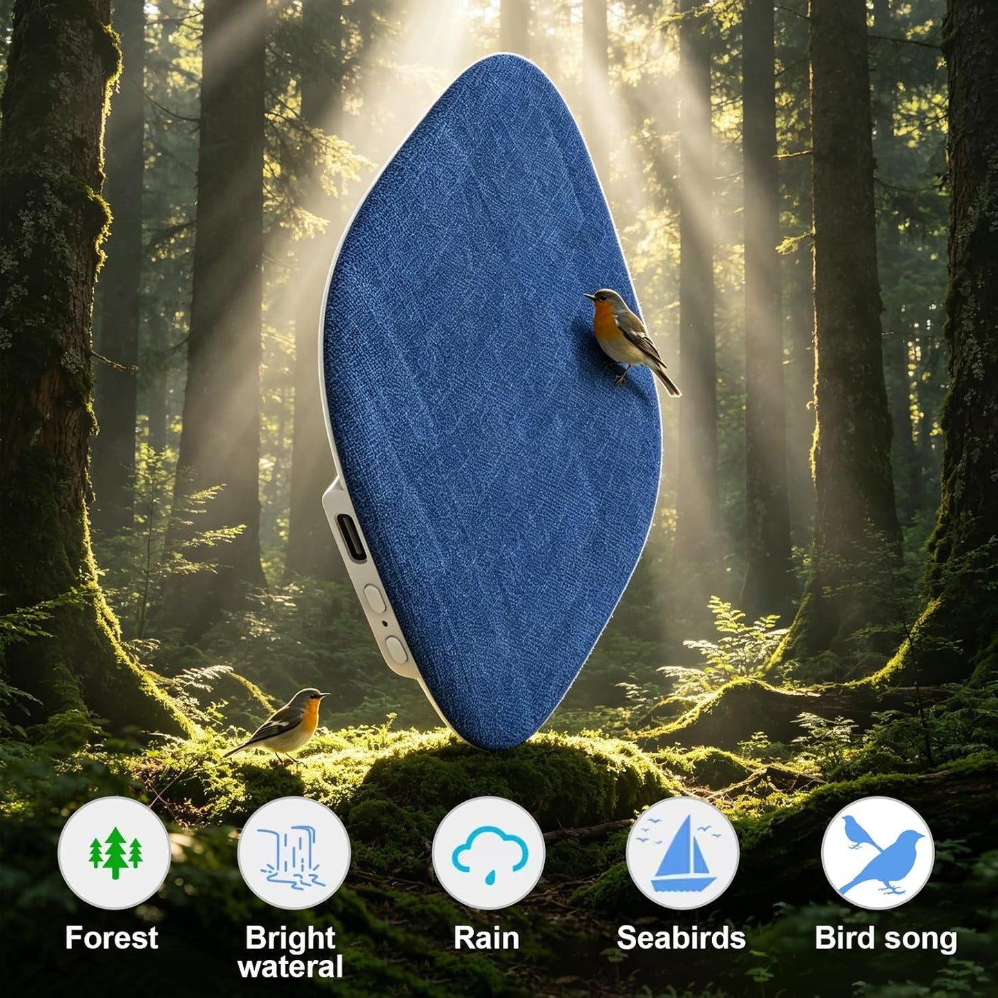Pillow Speaker, Under Pillow Mellow Sleep Speakers Bluetooth White Noise Machine for Sleeping Side Sleepers, Flat Sleeper with Smart APP Built-in Sleep Music, Gifts for Adults Teens (Blue)