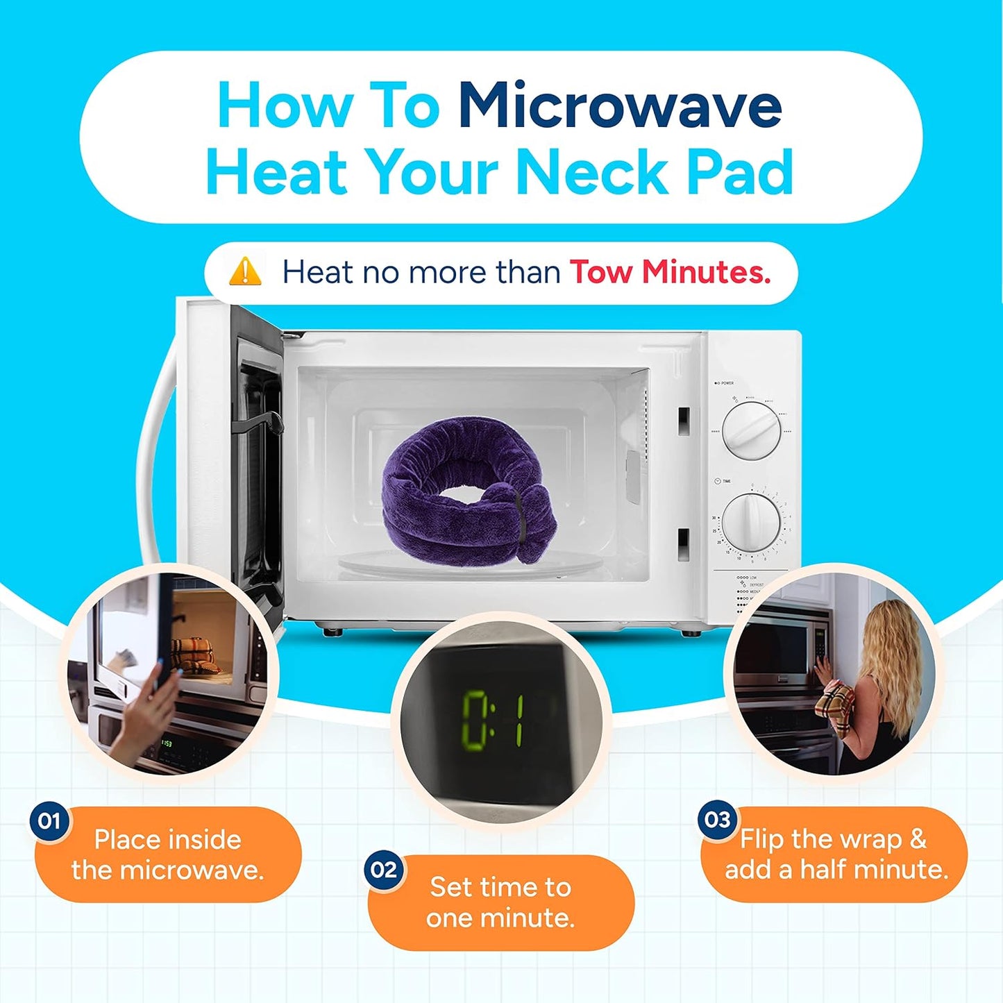 SunnyBay Microwave Heating Pad, Microwavable Heated Neck and Shoulder Wrap, Multipurpose Moist Hot/Cool 2.5lb Bean Bag Pack with Plush Cover and Elastic Fastener,26x6 Inches, Wider, Blue