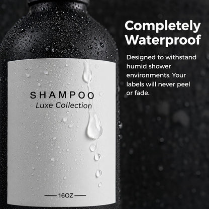 Refillable Shampoo and Conditioner Shower Dispenser Set of 3 - Wall Mounted | 3 Chamber Dispensers for Bathroom. No Drill Pump with Bottles for Soap and Body Wash. Matte Black Bottle with Labels (16oz)