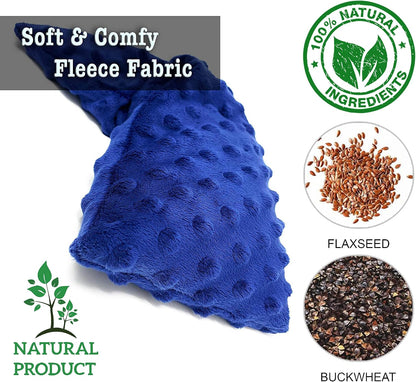 Microwave Heating Pad for Neck & Shoulders - Natural Buckwheat & Flaxseed Hot/Cold Therapy Wrap - Moist Heat for Pain Relief, Muscle Soreness & Stress - Reusable, Soft Fleece (14"x5.5")