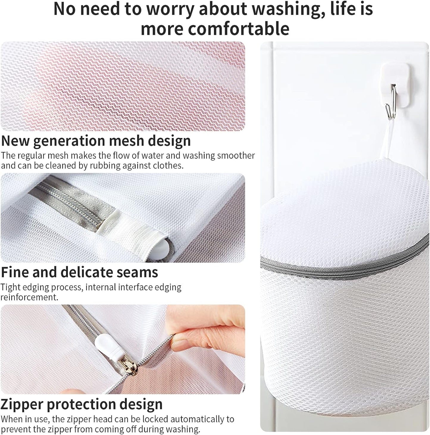10 Pack Mesh Laundry Bags for Delicates with Non Rust Zipper- MDSXO White Laundry Bags Mesh Wash Bags, Easy Fit Bra, Sock,Lingerie,Sneaker,Baby Laundry for Washing Machine Travel Storage[1XL/3L/3M/3S]