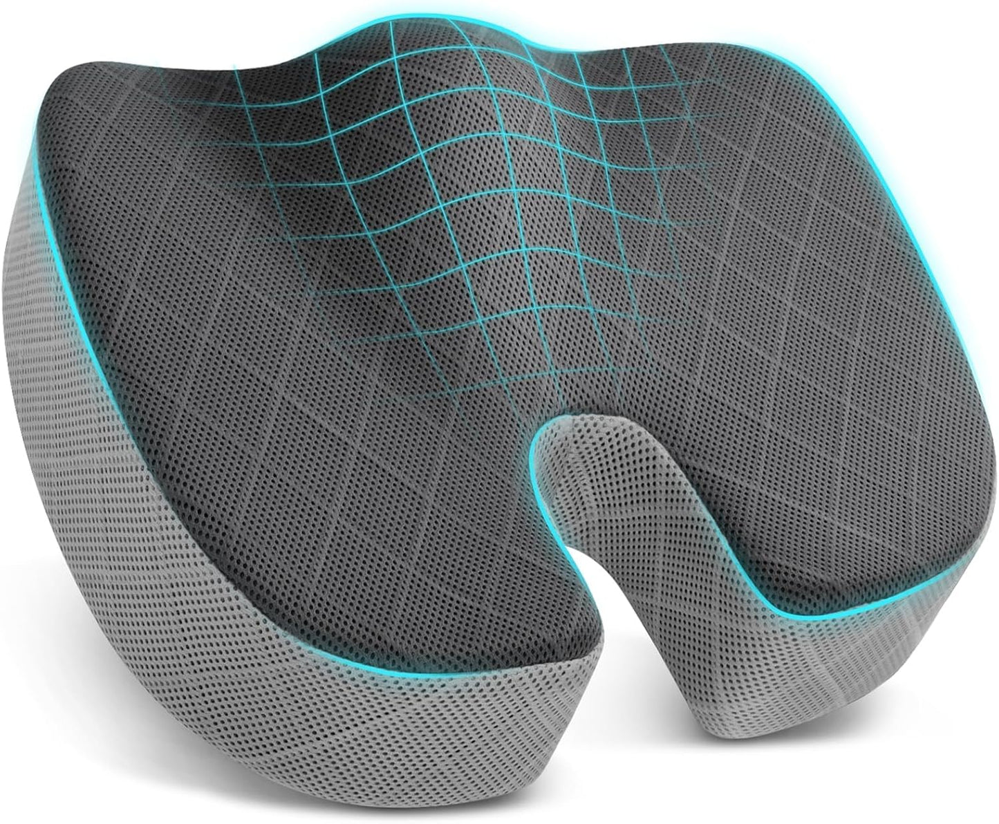 TushGuard Office/ Car Seat Cushion, Non-Slip Sciatica & Back Coccyx Tailbone Pain Relief Chair Pad, Memory Foam Butt Pillow for Computer Desk, Wheelchair, Driving (Black)