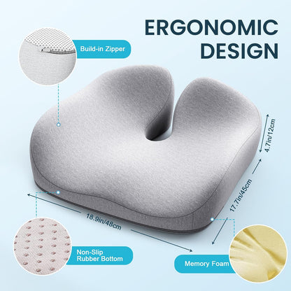 Benazcap Memory Foam Seat Cushion, Ergonomic Office Chair Cushion