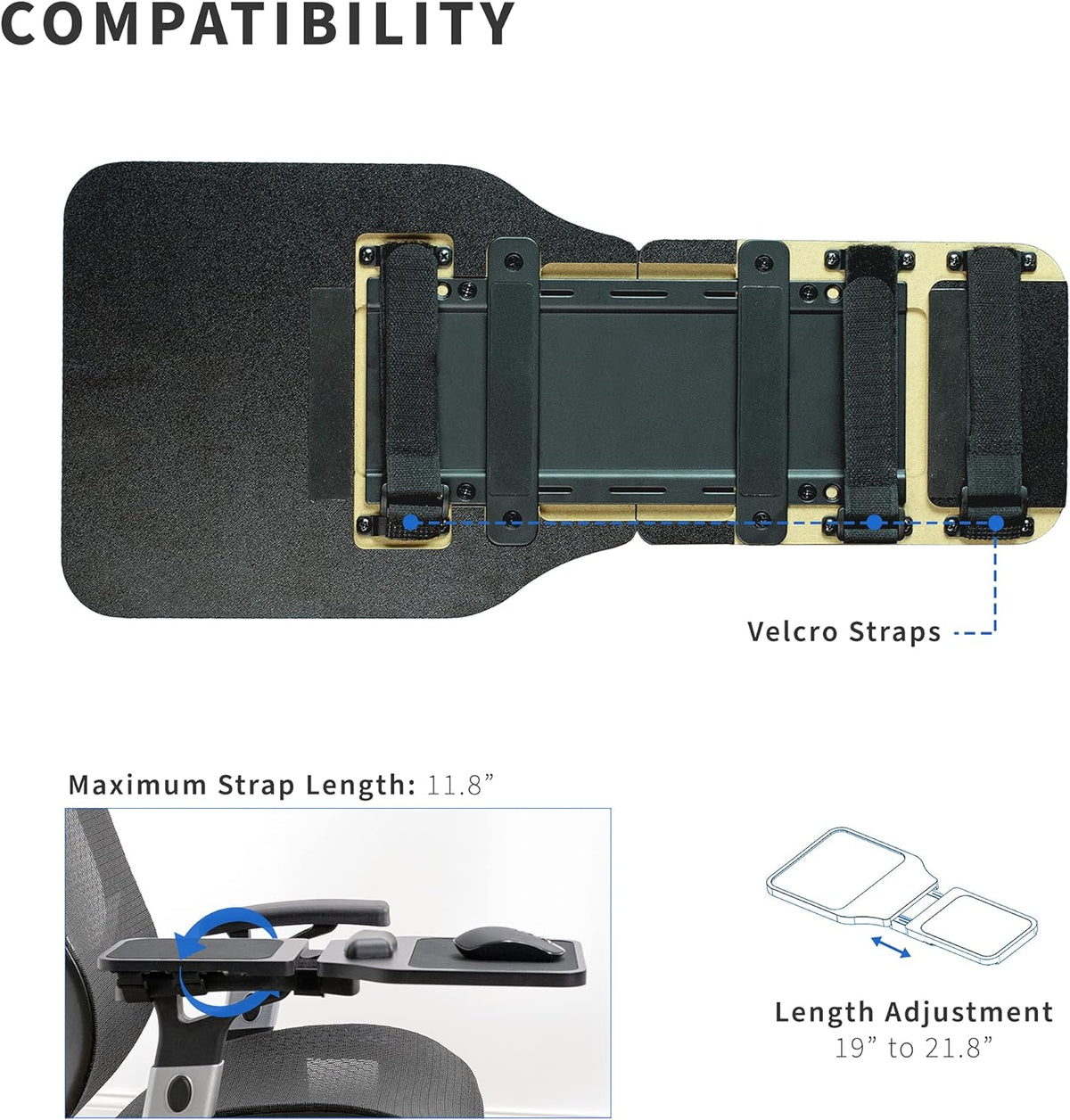 VIVO Black Wooden Arm Rest Mouse Pad with Wrist Cushion, MOUNT-MS02D