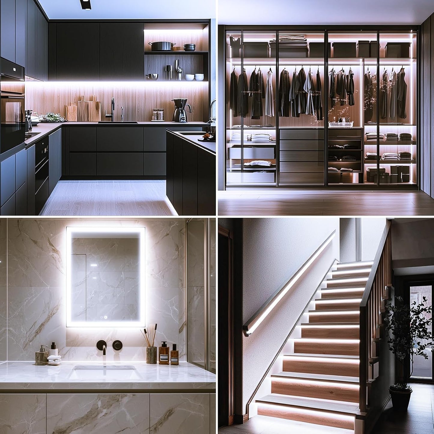 9.8Ft 90 LED Battery Operated Motion Sensor Closet Strip Lights for Stairs | Motion Sensor Cabinet Strip Lights, Motion & Night Sensor Safe Tape Light for Cupboard Wardrobe Kitchen (Cool White)