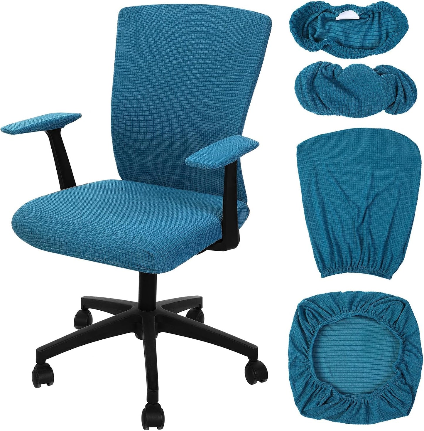 Tallew 4 Pcs Office Chair Covers Set Computer Universal Protective Stretchable Chair Seat Covers Desk Armrest Slipcovers Pads Office Cushion Backrest for Rotating (XL,Silver Gray)