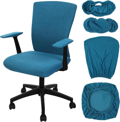 Tallew 4 Pcs Office Chair Covers Set Computer Universal Protective Stretchable Chair Seat Covers Desk Armrest Slipcovers Pads Office Cushion Backrest for Rotating (XL,Silver Gray)
